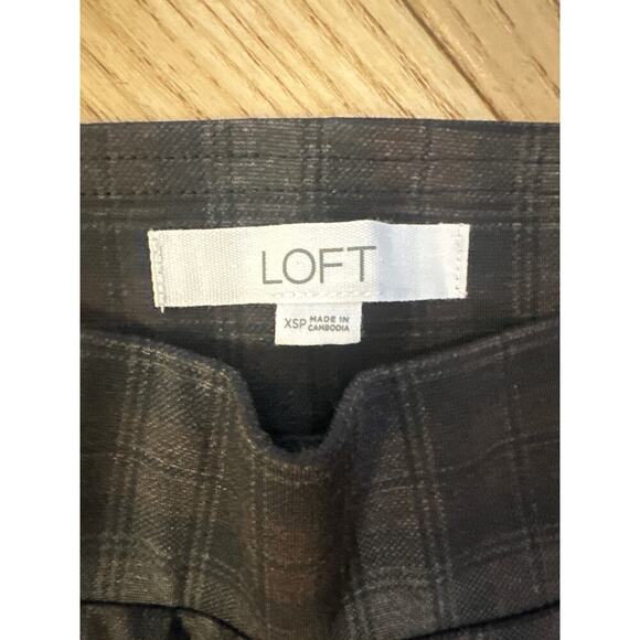 Loft Pull on Plaid Pants brown and black Womens XSmall Petite - Picture 3 of 6